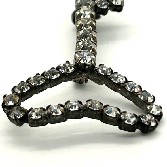 Vintage 1940s Broock Rhinestone Key To My Heart Pot Metal Brooch WWII Era - Picture 10 of 16